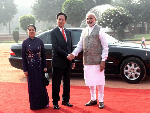 The Prime Minister, Shri Narendra Modi and the Prime Minister of Socialist Republic of Vietnam, Mr. Nguyen Tan Dung, at the One-on-One interaction, in New Delhi