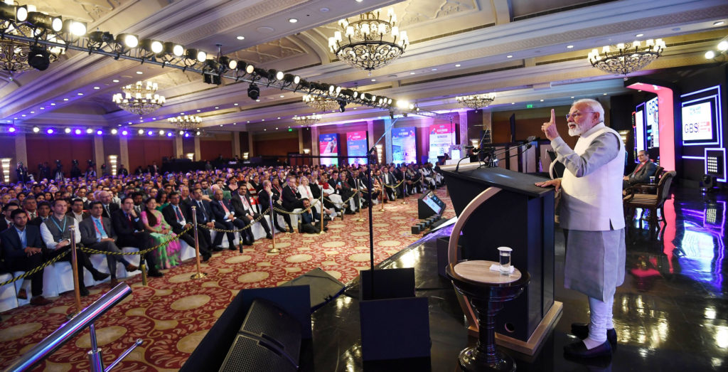 The Prime Minister, Shri Narendra Modi addressing at the Economic Times Global Business Summit, in New Delhi on February 23, 2019.