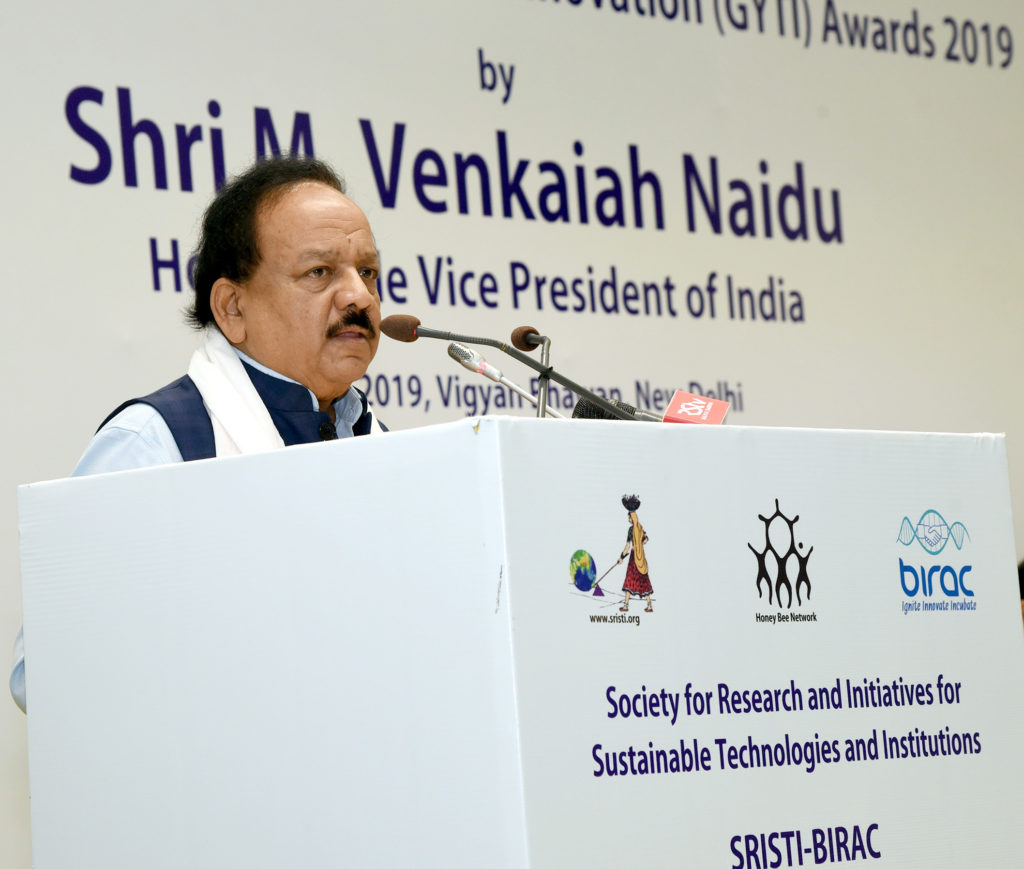 The Union Minister for Health & Family Welfare, Science & Technology and Earth Sciences, Dr. Harsh Vardhan addressing the gathering at the presentation ceremony of the Gandhian Technological Young Innovation Awards 2019, in New Delhi on July 06, 2019.