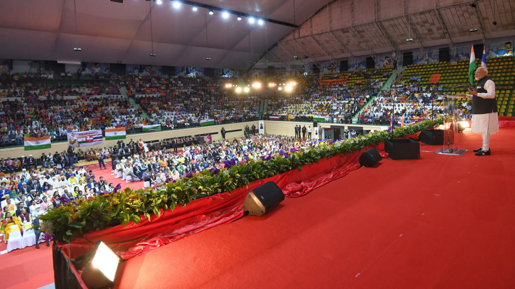 The Prime Minister, Shri Narendra Modi addressing at the Sawasdee PM Modi event, in Bangkok, Thailand on November 02, 2019.